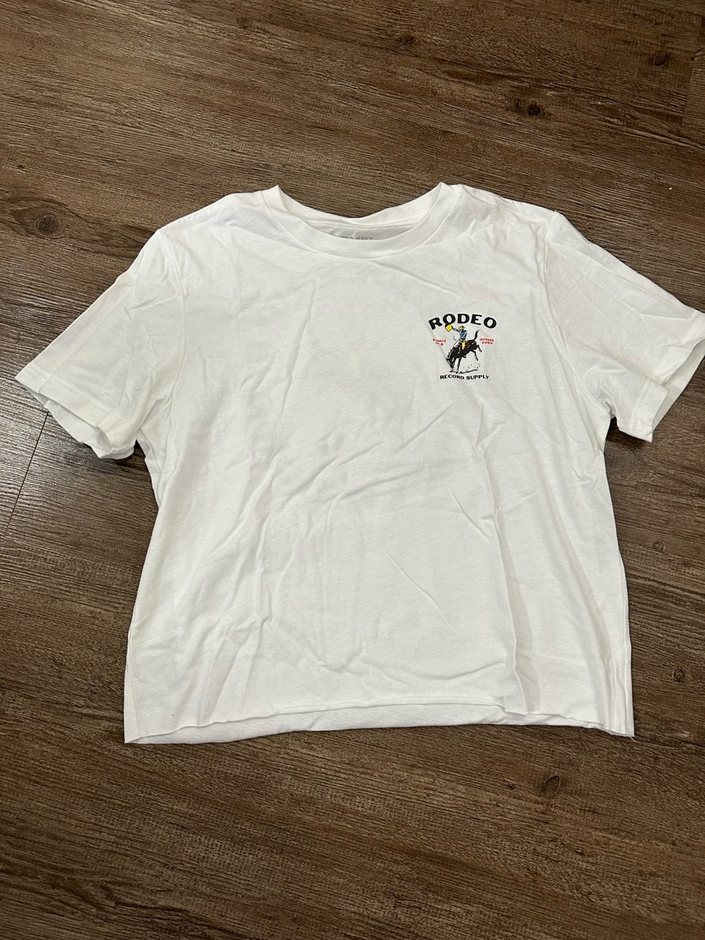 White 'Rodeo' Graphic Crop Tee